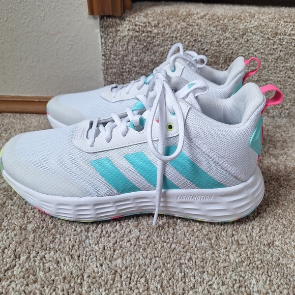NWOT Adidas Own The Game 2.0 Cloud Flash Aqua Pink Unisex Mens 6.5 Wms 8.5 - Picture 4 of 9
